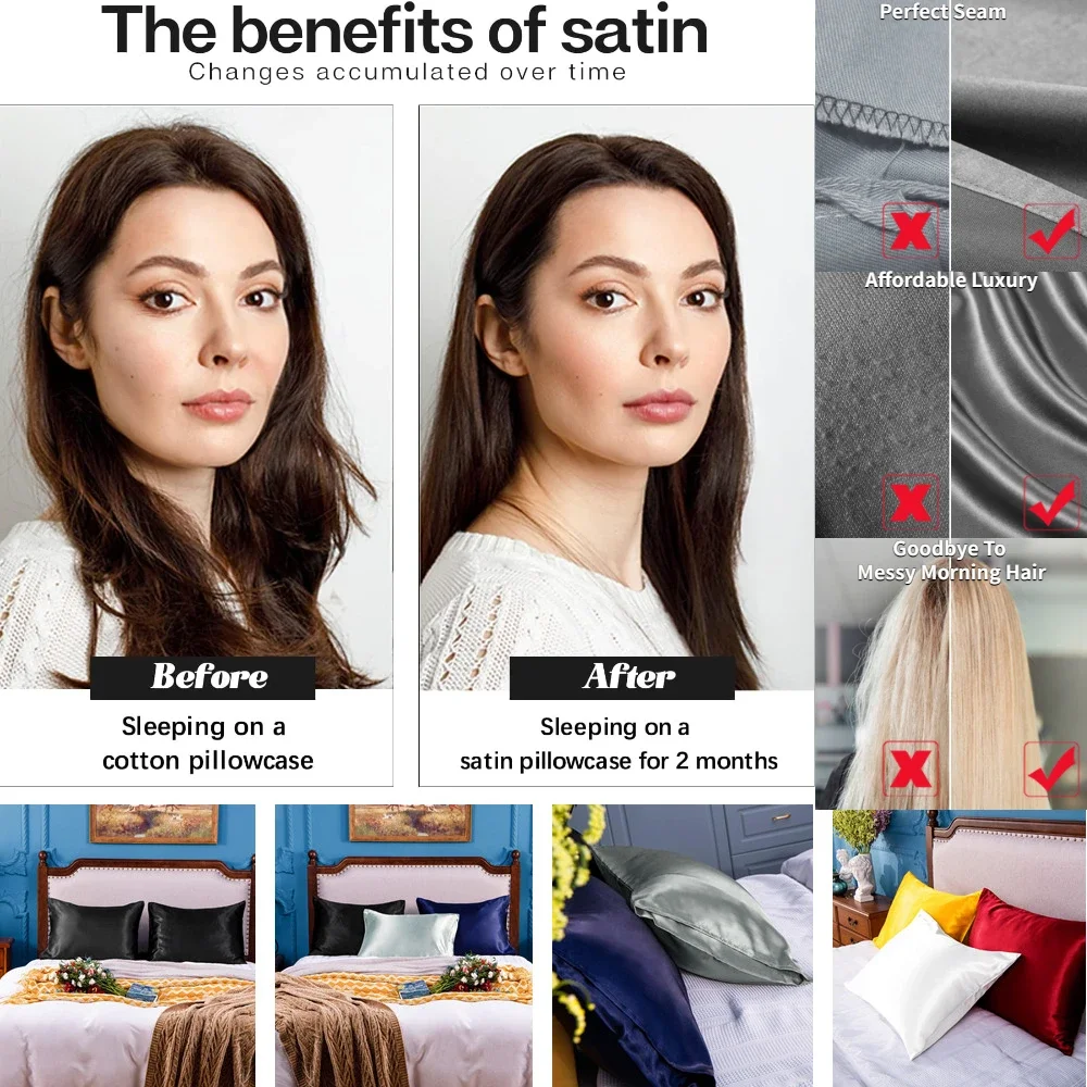 2 Pack Satin Pillowcase for Ha - Silk Pillowcase Set review and price