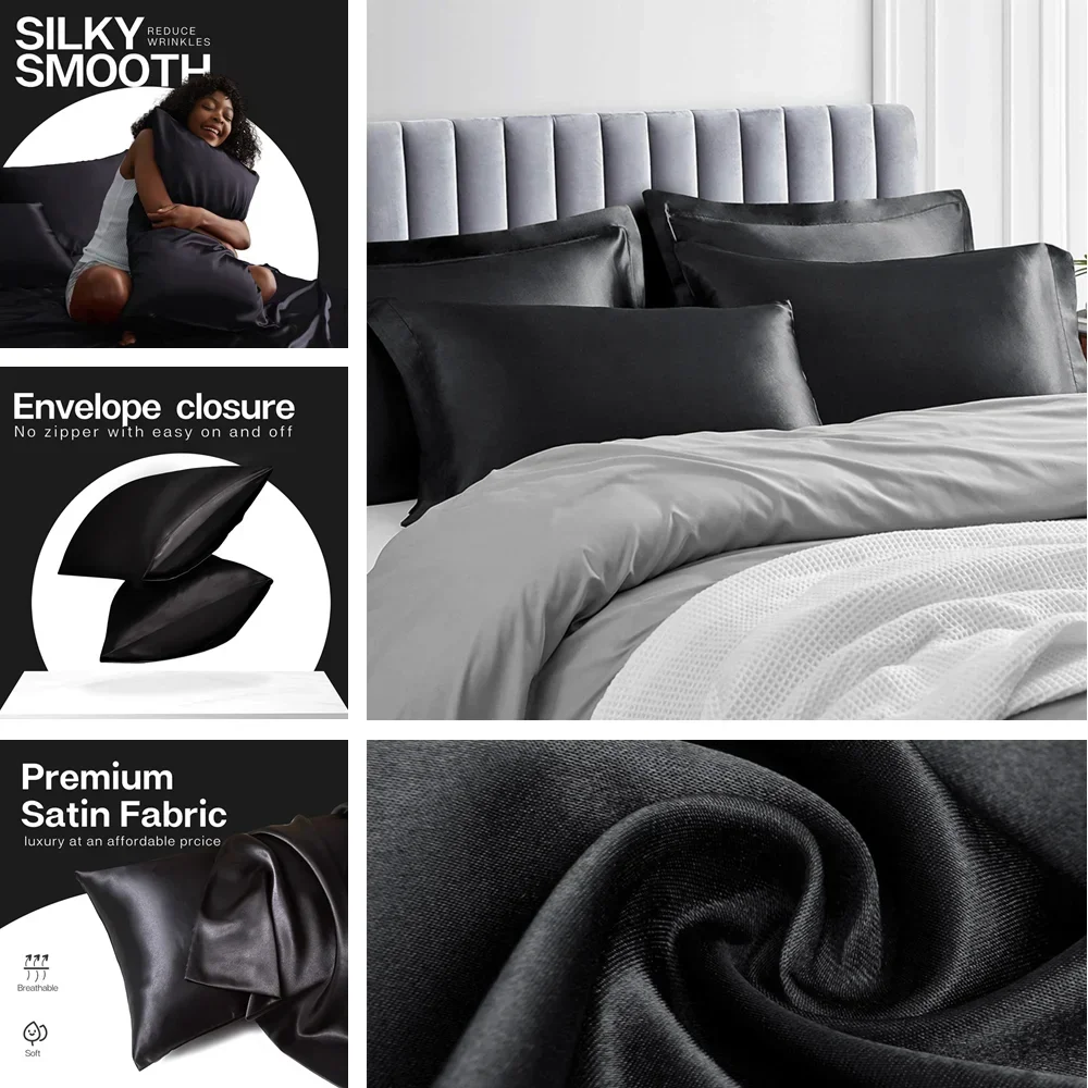 2 Pack Satin Pillowcase for Ha - Silk Pillowcase Set review and price