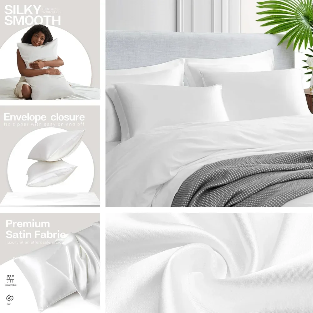 2 Pack Satin Pillowcase for Ha - Silk Pillowcase Set review and price