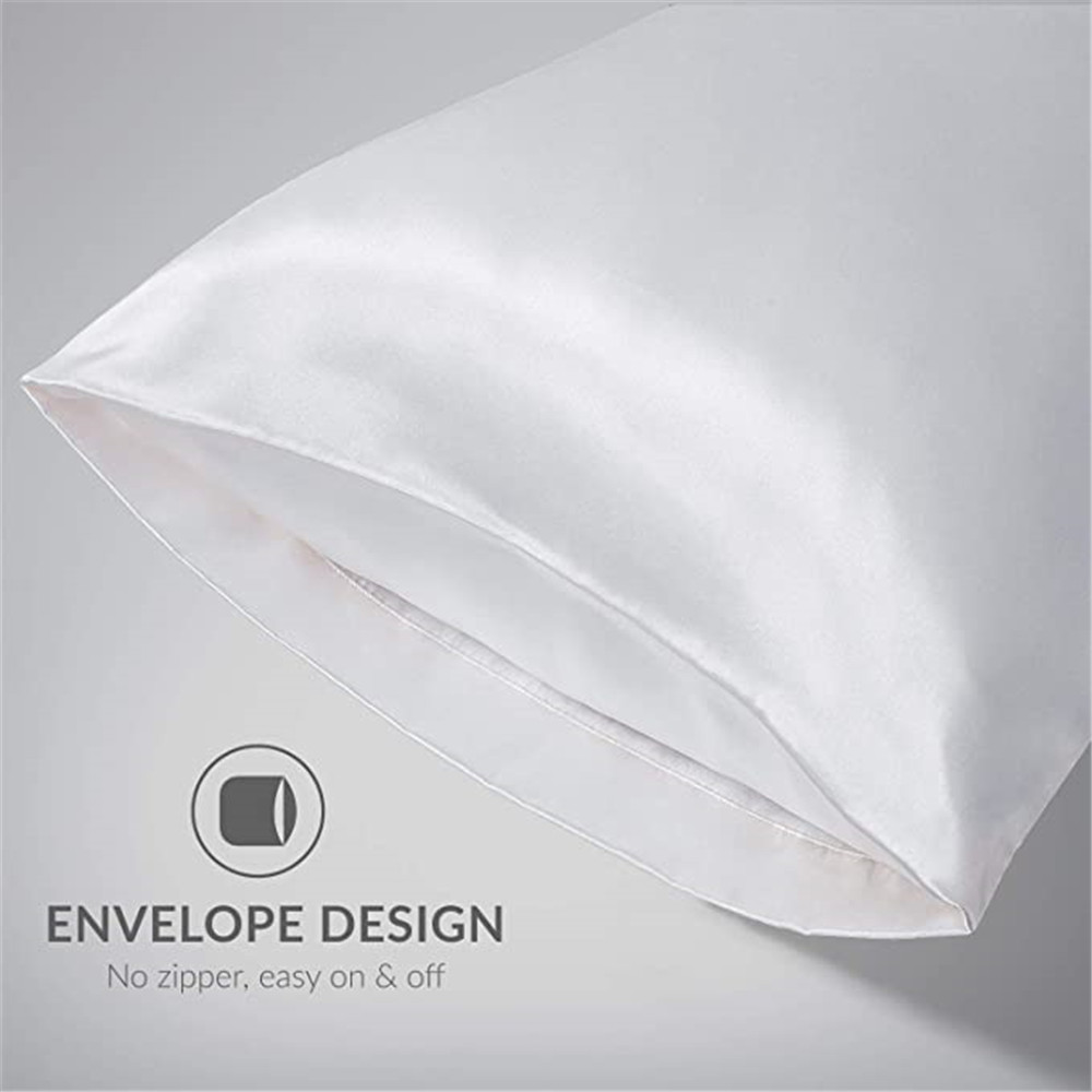2pcs/lot Solid Silky Satin Ski - Silk Pillowcase Set review and price