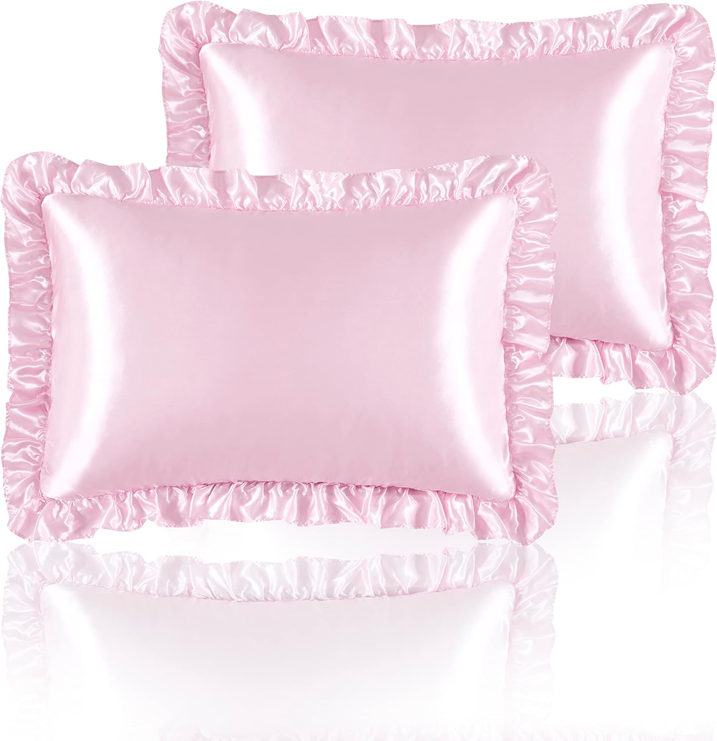 2Pcs Satin Ruffled Pillow Case - Silk Pillowcase Set review and price