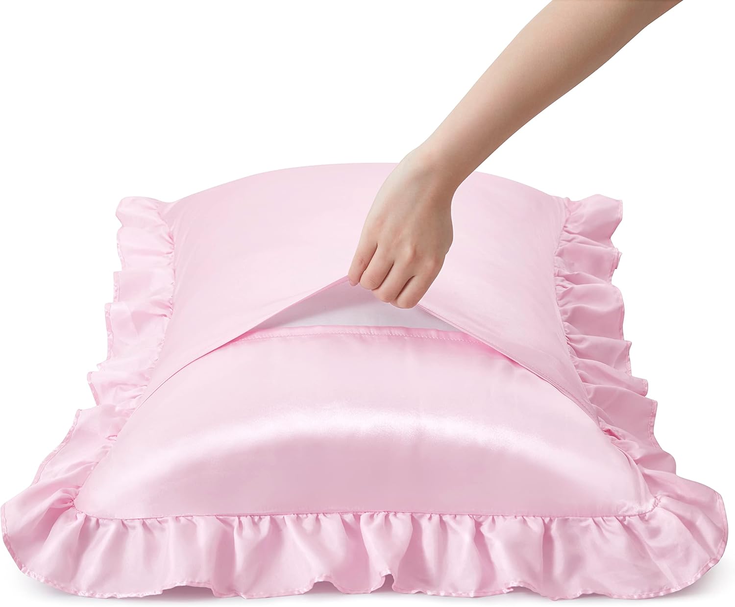 2Pcs Satin Ruffled Pillow Case - Silk Pillowcase Set review and price